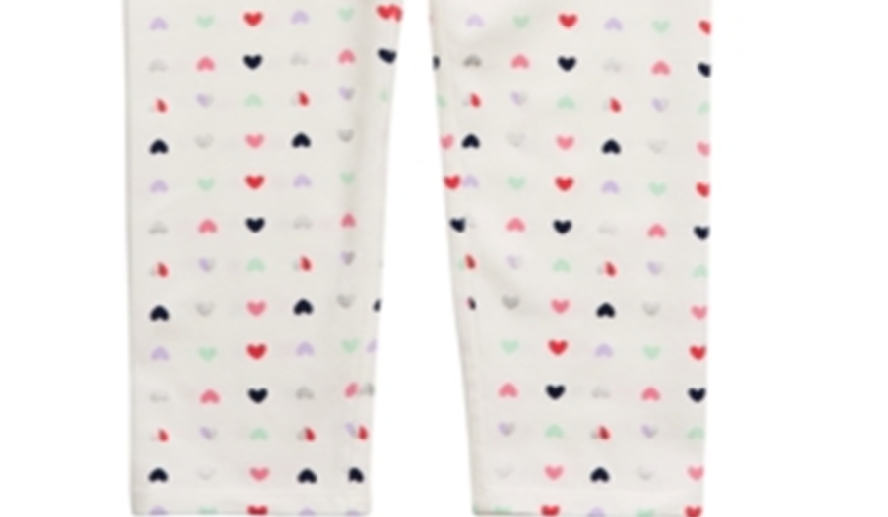 Leggings estampadas de coração para meninas First Impressions, tamanho 3, branca