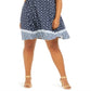 Vestido feminino plus size estampado com costas cruzadas e comprimento midi, azul, tamanho GG