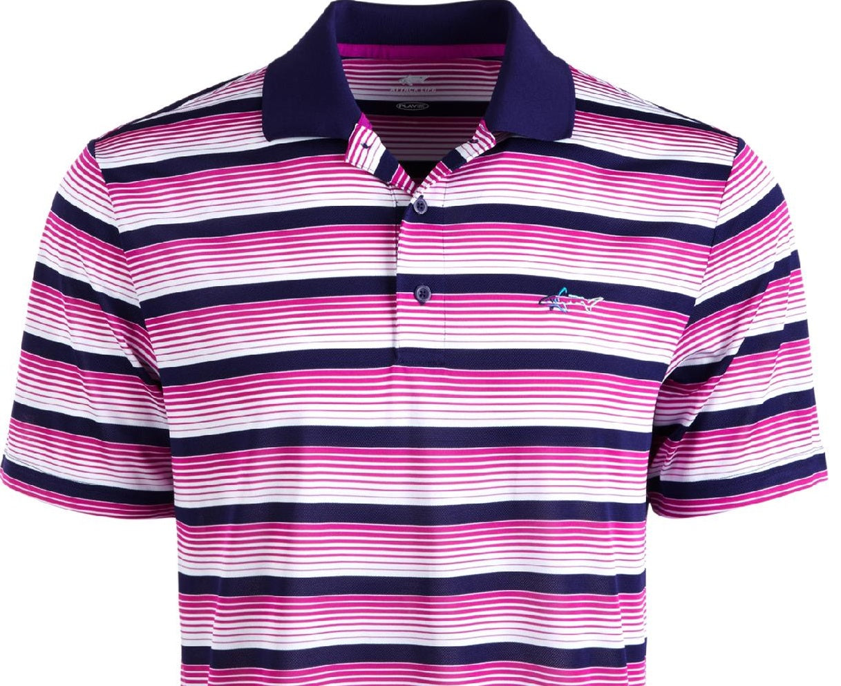 Camisa polo listrada masculina Attack Life By Greg Norman Roadmap, roxa, tamanho G