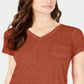 Camiseta feminina estilo &amp; co com decote em V e estampa Burnout, laranja, tamanho pequeno P