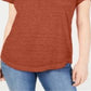 Camiseta feminina estilo &amp; co com decote em V e estampa Burnout, laranja, tamanho pequeno P