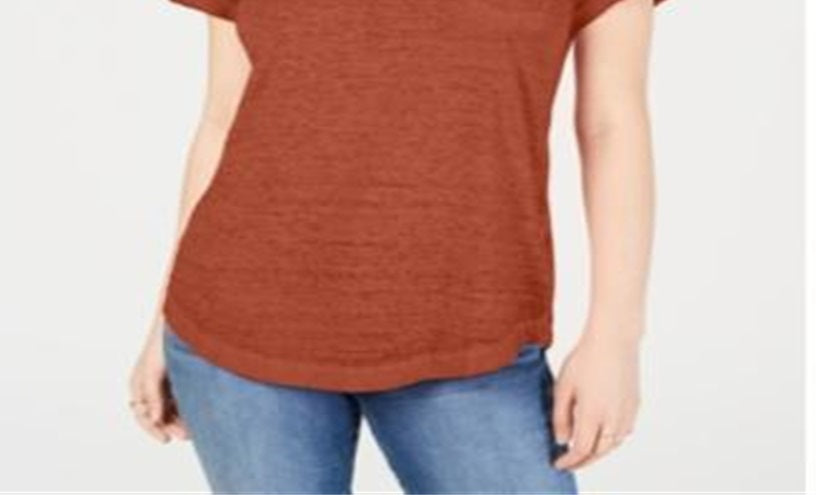 Camiseta feminina estilo &amp; co com decote em V e estampa Burnout, laranja, tamanho pequeno P