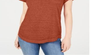 Camiseta feminina estilo &amp; co com decote em V e estampa Burnout, laranja, tamanho pequeno P