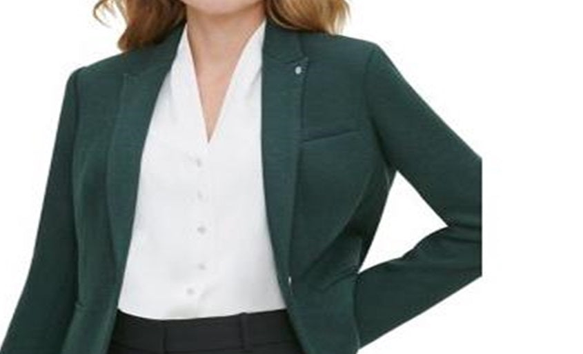 Tommy Hilfiger French Terry Blazer Feminino 1 Botão Verde Tamanho 10