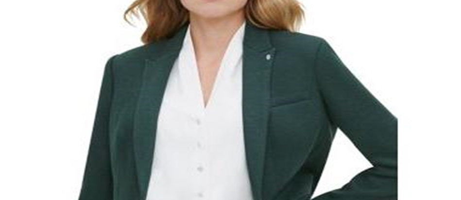 Jaqueta feminina Tommy Hilfiger de manga comprida com botões French Terry, verde, tamanho 12