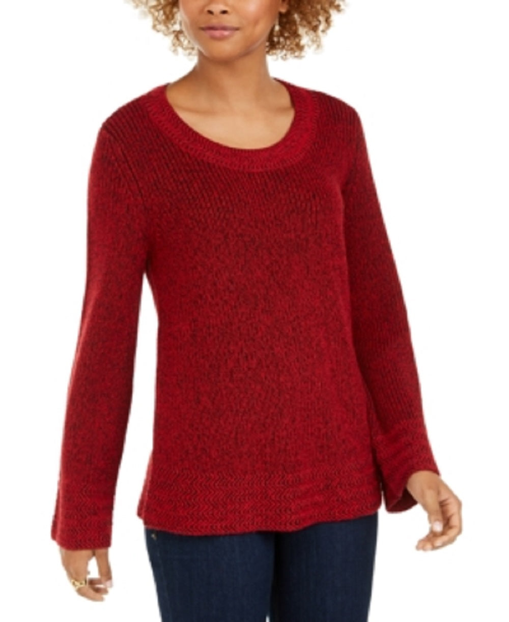 Suéter pulôver feminino de malha estilo boxy, vermelho, tamanho pequeno, extragrande