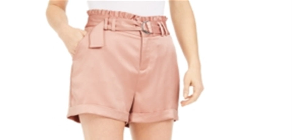 Shorts de cetim com cinto feminino Bar III rosa tamanho 4
