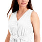 Blusa feminina sem mangas com amarração frontal Charter Club, branca, tamanho XS