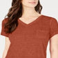 Camiseta feminina estilo &amp; co com decote em V e estampa Burnout, tamanho marrom - Petite M