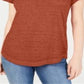 Camiseta feminina estilo &amp; co com decote em V e estampa Burnout, tamanho marrom - Petite M