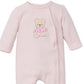 Macacão com pés de urso Little Me Baby Girl's Sweet Bear Footsuit Rosa Tamanho 9 M