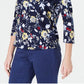 Camiseta feminina estampada de algodão Charter Club, azul, tamanho pequeno M