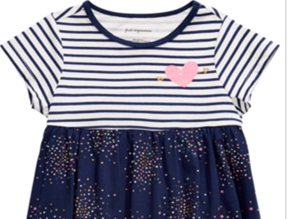 Túnica de algodão listrada com estampa de confete First Impressions para bebês meninas, tamanho 6 a 9 meses