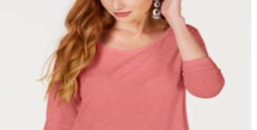 Top de chiffon feminino Style &amp; Co com bainha rosa, tamanho pequeno G