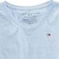 Camiseta Tommy Hilfiger Big Girl de algodão com gola V, azul, tamanho P
