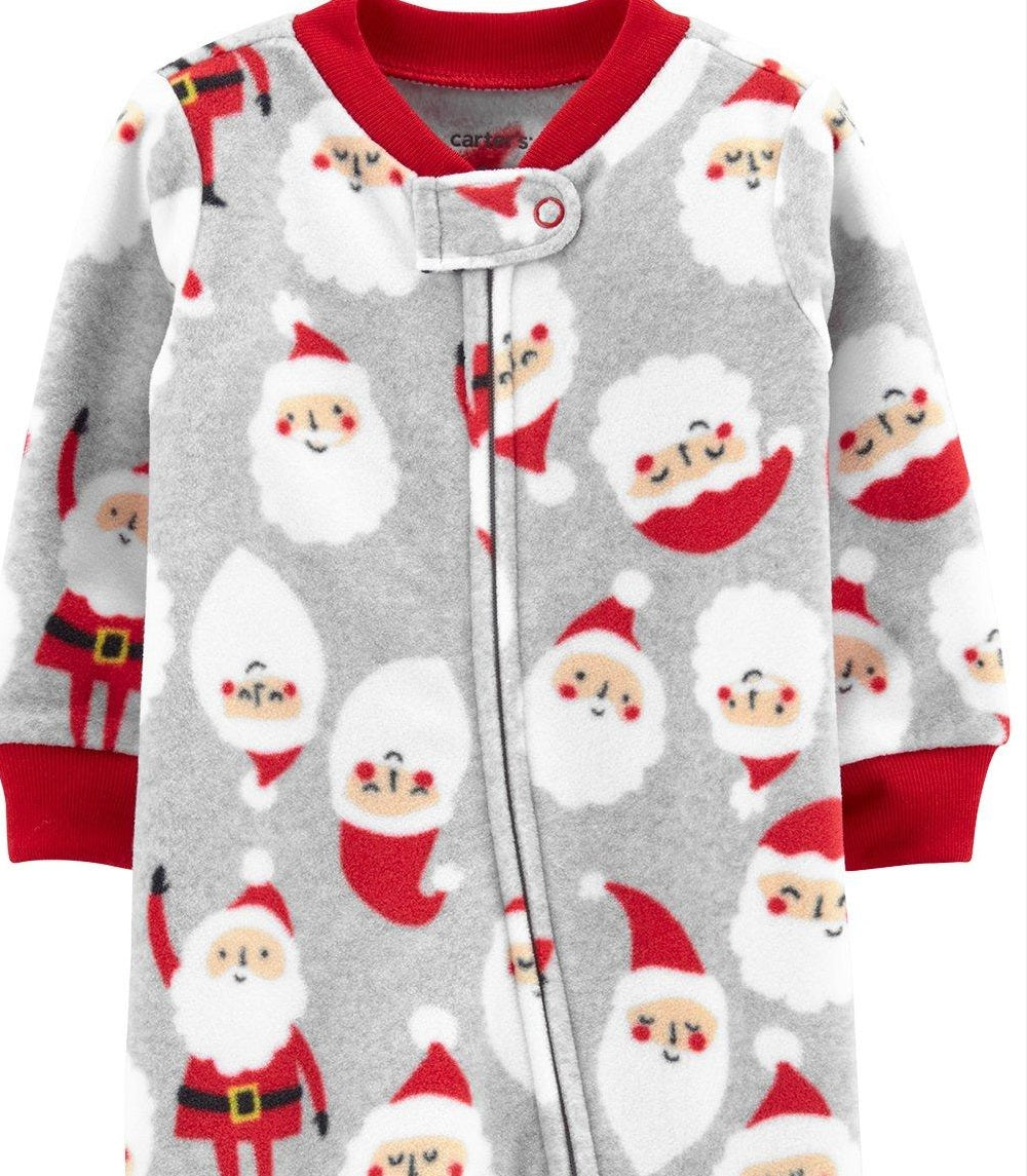 Carter's Kid's Print Santa Fleece Footie Cinza Tamanho RECÉM-NASCIDO