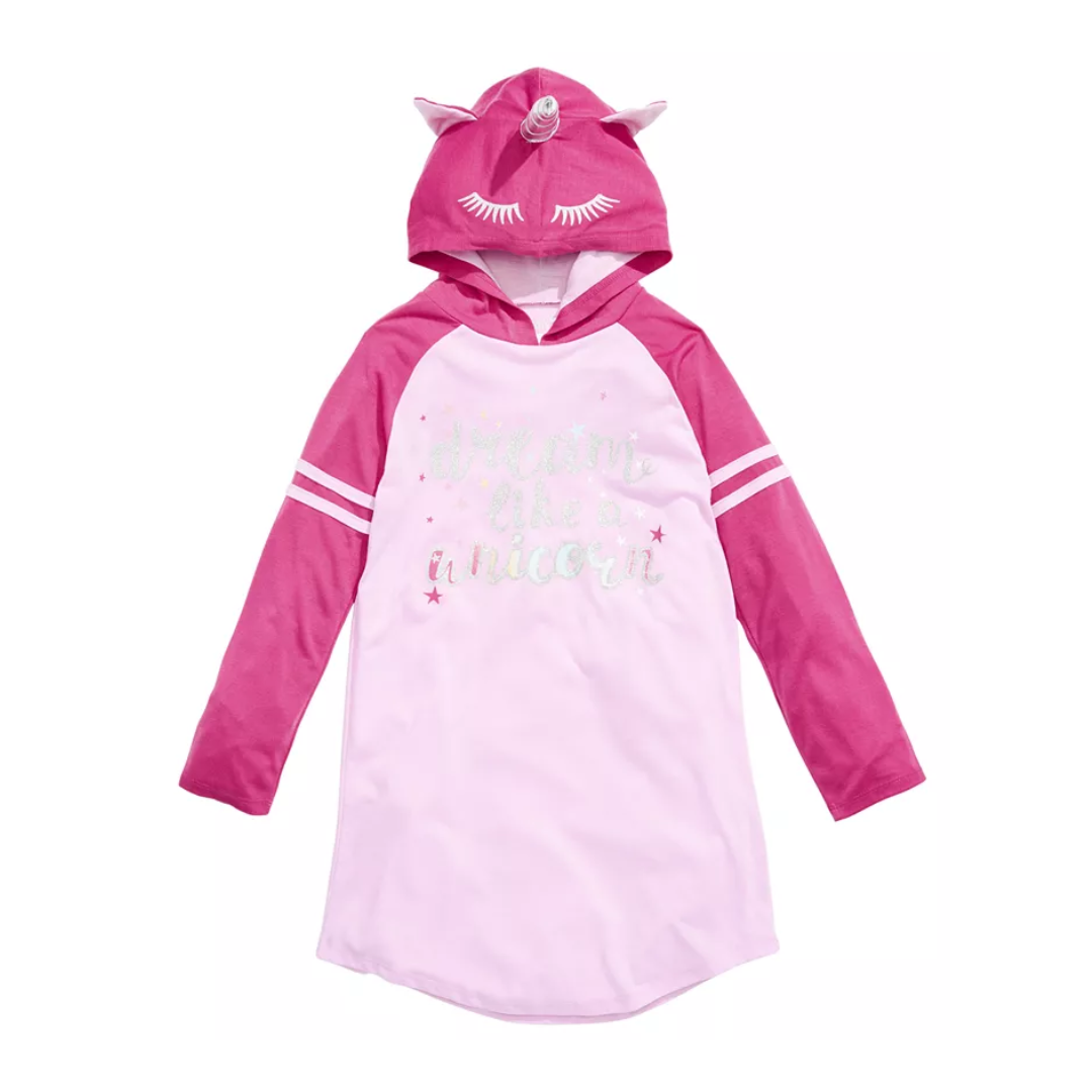 Camisola de unicórnio com capuz para meninas Max &amp; Olivia Little &amp; Big, roxa, tamanho GG