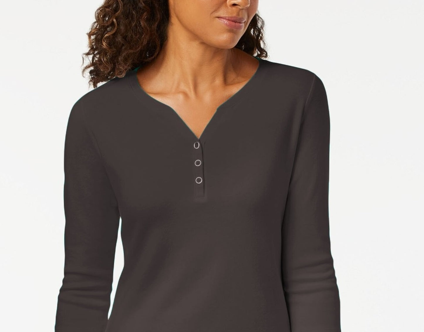 Karen Scott Top Henley de algodão feminino cinza tamanho GG