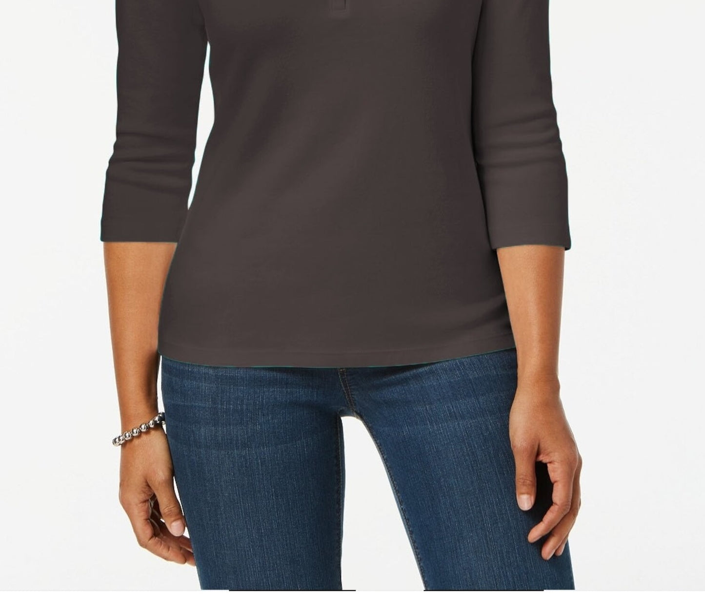 Karen Scott Top Henley de algodão feminino cinza tamanho GG