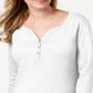 Karen Scott Top Henley de Algodão Feminino Branco Tamanho M