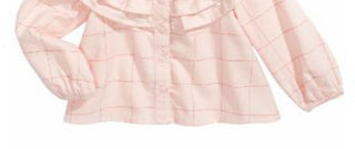 Blusa de algodão com babados First Impressions Baby Girl, rosa, tamanho 6-9 M
