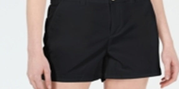 Shorts chino femininos Maison Jules com frente lisa, preto, tamanho 16