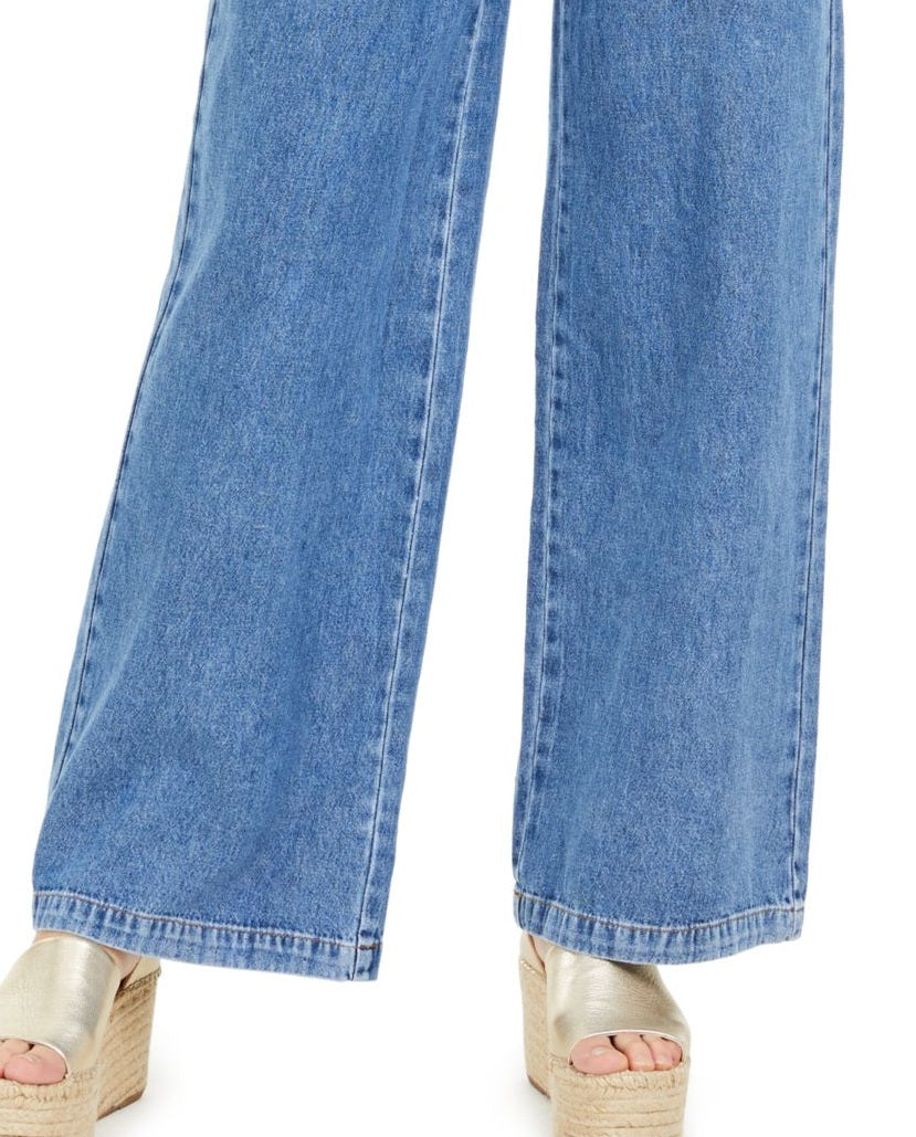 Calça jeans feminina Midnight City Denim cintura alta perna larga azul tamanho 29 da Free People