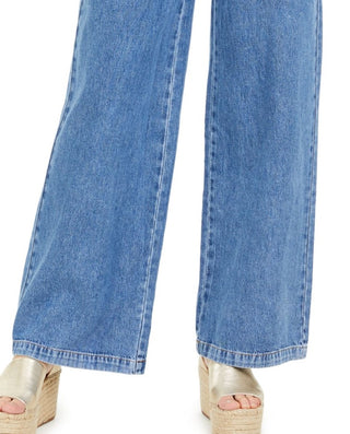 Calça jeans feminina Midnight City Denim cintura alta perna larga azul tamanho 29 da Free People