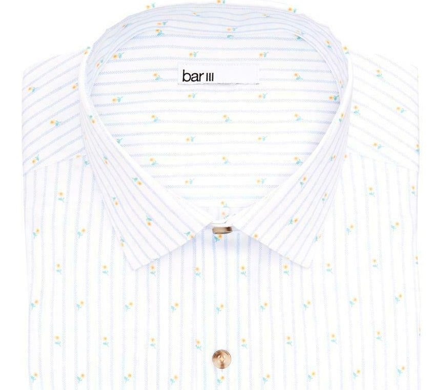 Camisa social masculina Bar III Slim Fit com botões frontais, preta, tamanho único