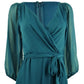 Vestido envelope feminino NY Collection em chiffon amassado e sintético, azul, tamanho pequeno grande