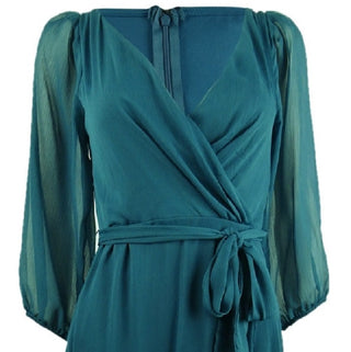 Vestido envelope feminino NY Collection em chiffon amassado e sintético, azul, tamanho pequeno grande