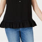 Blusa regata feminina com decote dividido e botões, preta, tamanho grande, da Style &amp; Co