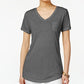 Camiseta feminina com decote em V e bolso, tamanho PP, cinza, estilo &amp; co