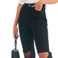 Calça jeans feminina reta e desfiada Free People, preta, tamanho 29