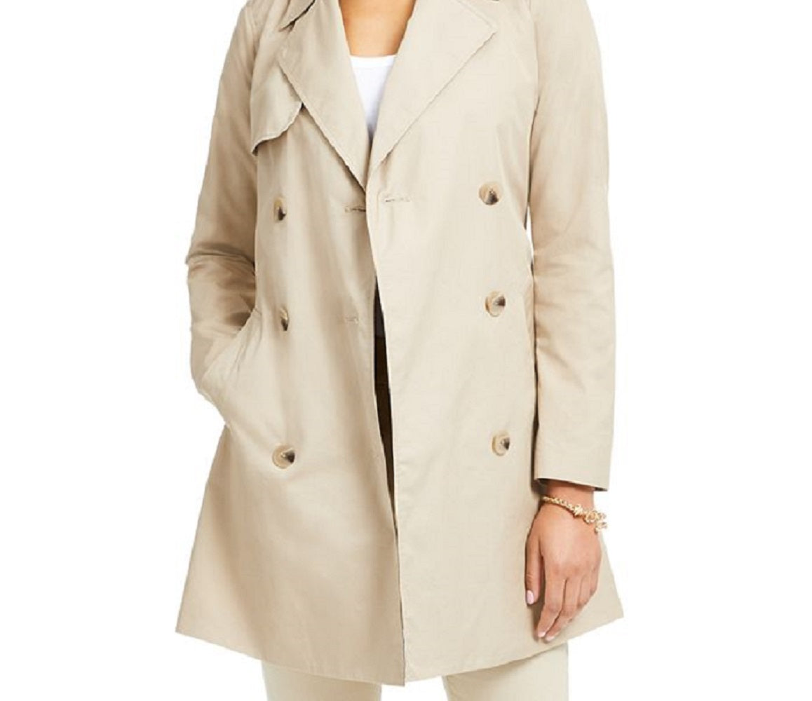 Casaco trench coat feminino clássico liso Charter Club marrom tamanho pequeno