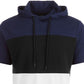 Ideologia Moletom com capuz masculino com blocos de cores Terry Pullover azul tamanho grande