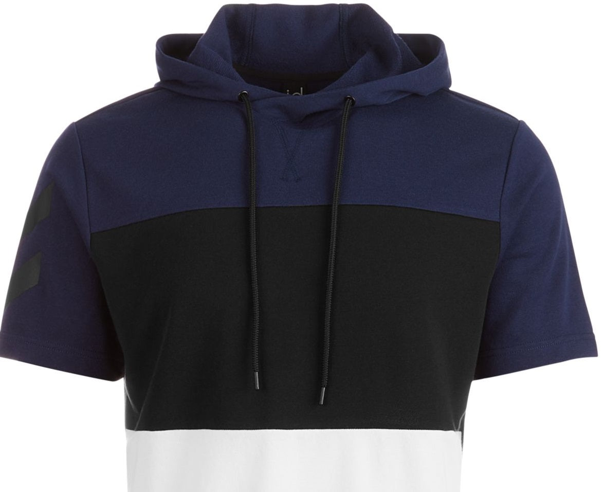 Ideologia Moletom com capuz masculino com blocos de cores Terry Pullover azul tamanho grande
