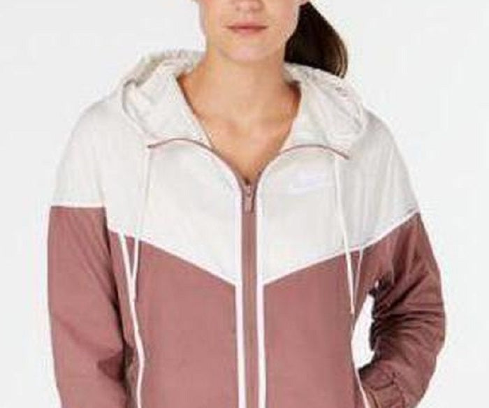 Jaqueta Nike Windrunner Feminina Manga Longa Fecho de Zíper Capuz Branco Tamanho P