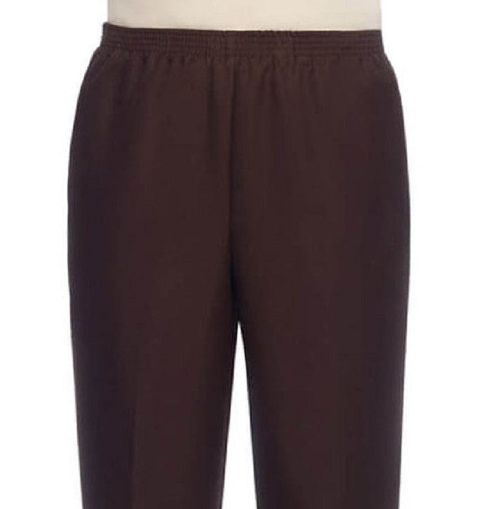 Calça feminina Alfred Dunner Classics com perna reta, marrom, tamanho 12