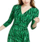 Vestido envelope falso estampado feminino INC International Concepts, verde, tamanho pequeno P