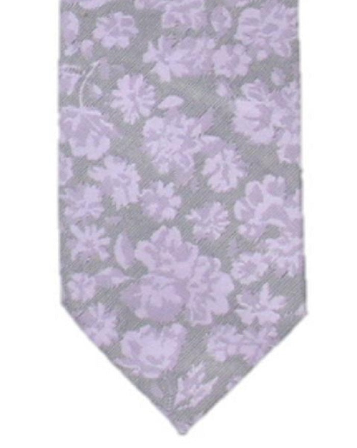 Gravata masculina com estampa floral em mistura de seda Beaufort, roxa, tamanho único, Ryan Seacrest Distinction