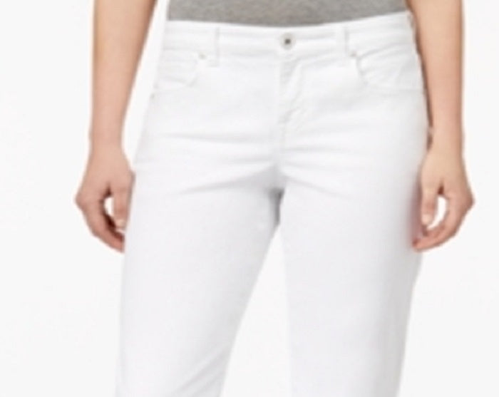 Calça jeans capri feminina Curvy Cuffed Style &amp; Co, branca, tamanho 4