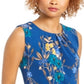 Blusa Calvin Klein Feminina Estampa Floral Plissada Azul Tamanho XS