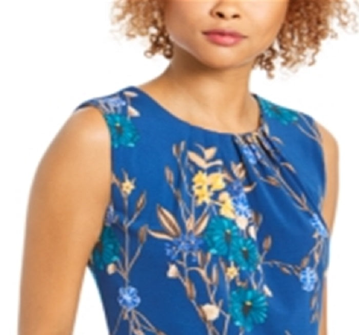 Blusa Calvin Klein Feminina Estampa Floral Plissada Azul Tamanho XS