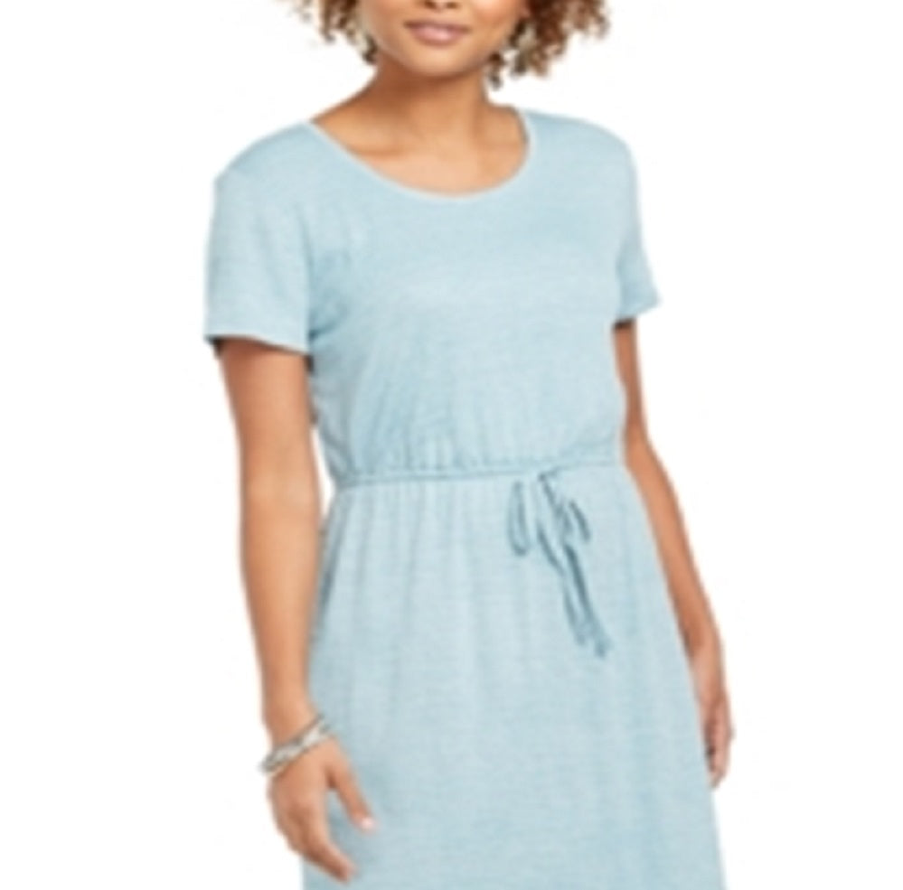 Vestido longo texturizado com amarração na cintura feminino Style &amp; Co, azul, tamanho pequeno