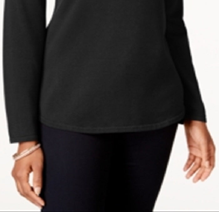 Suéter de algodão feminino Karen Scott, preto, tamanho pequeno