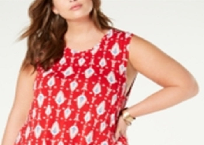 Vestido de coquetel sem mangas estampado plus size feminino Style &amp; Co, vermelho, tamanho 2X