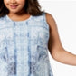 Vestido túnica feminino plus size estampado na altura do joelho estilo &amp; co, azul, tamanho 3X
