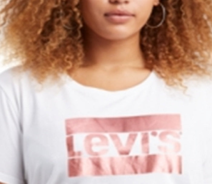 Blusa de gola redonda Levi's Plus Perfect Cotton feminina, branca, tamanho 1X