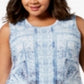 Vestido feminino plus size estampado estilo swing a line azul tamanho 0X